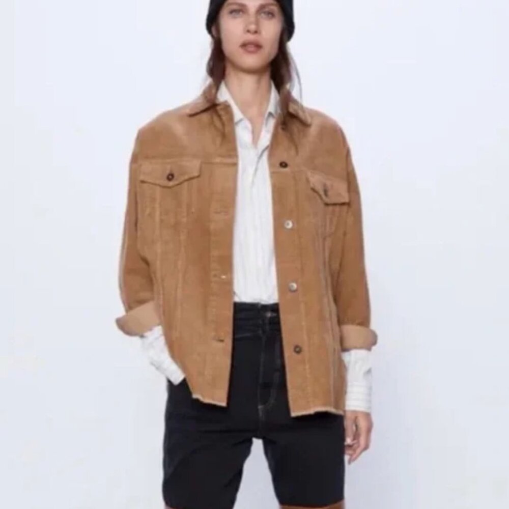 ZARA /  Women's Tan Corduroy Shacket - XS